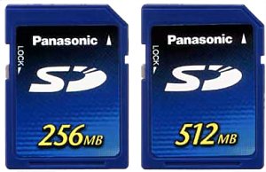 Panasonic SecureDigital (SD) kártya: 256 és 512 MB