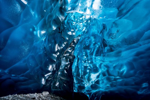 Wednesday 25th November 2015, Vatnajökull national park, Iceland: Photographer Mikael Buck with assistance from renowned local Icelandic guide Einar Runar Sigurdsson, explored the frozen world of Vatnajökull glacier in Iceland using Sonys world first back-illuminated full-frame sensor  which features in the ?7R II camera. His images were taken without use of a tripod or any image stitching techniques in photoshop. This was made possible through Sonys new sensor technology, allowing incredibly detailed low-light hand held photography. Previously images this detailed would have required carrying bulky equipment to the caves, some of which can require hiking and climbing over a glacier for up to two hours to to access. This picture: Inside the &#039;ABC cave&#039; - which stands for Amazing Blue Cave.  PR Handout - editorial usage only. Photographer&#039;s details not to be removed from metadata or byline. For further information please contact Rochelle Collison at Hope & Glory PR on 020 7014 5306 or rochelle.collison@hopeandglorypr.com Copyright: © Mikael Buck / Sony 07828 201 042 / mikaelbuck@gmail.com