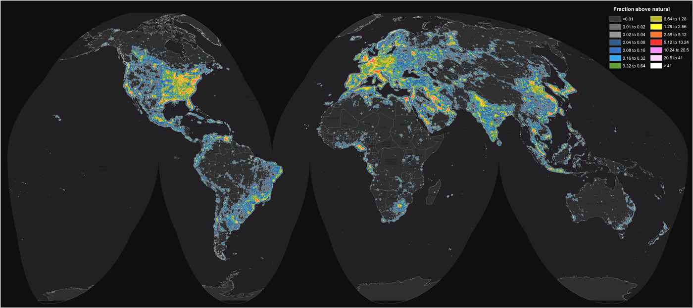 fényszennyezés térkép Eltűnik a szemünk elől a Tejút   itt az új fényszennyezés térkép  fényszennyezés térkép